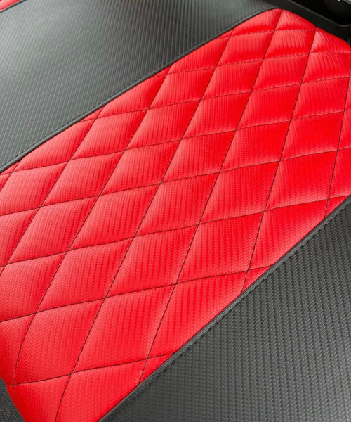 CLUB CAR Precedent | Carbon Fiber Red & Black w/ Black Diamond Stitch