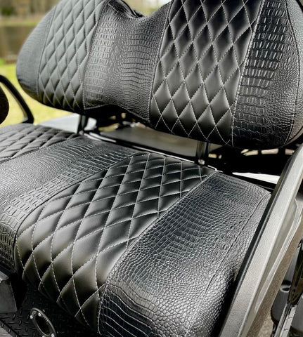 CLUB CAR Precedent Golf Cart Seat Covers | Alligator Diamond Stitched 2004-Pres